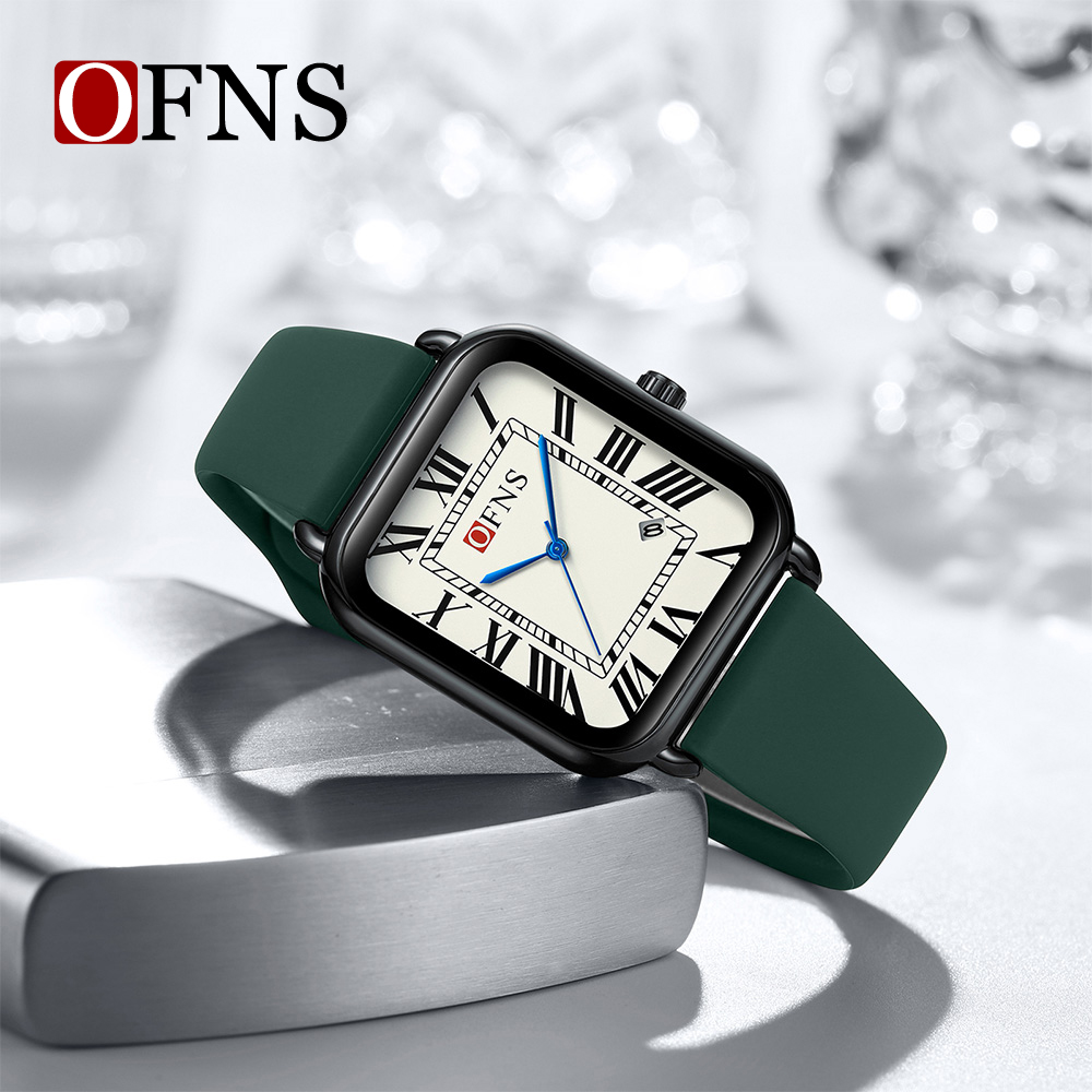 Luxury Watch With Rubber Strap - Ofns 1533 Roman numeral Men Lady