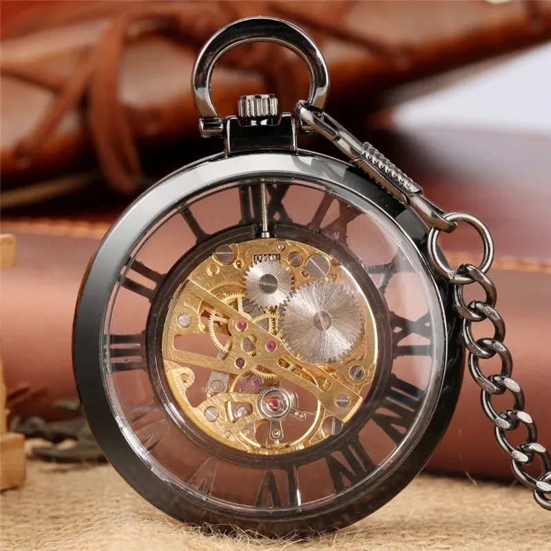 Luxury Watch All Black - Luxury Hand-winding Mechanical Roman Numbers Steampunk