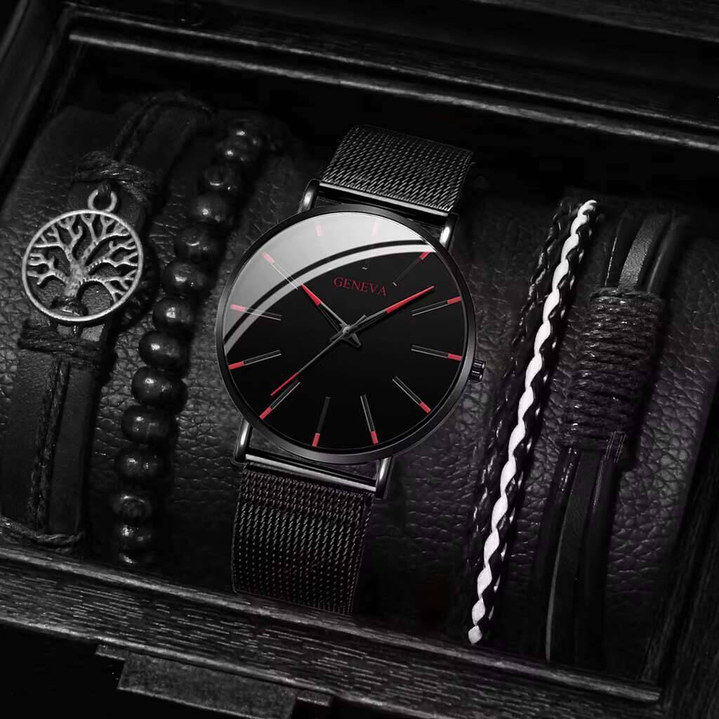 Luxury Watch All Black - 5PCS/Set Luxury Men Business Watches Fashion