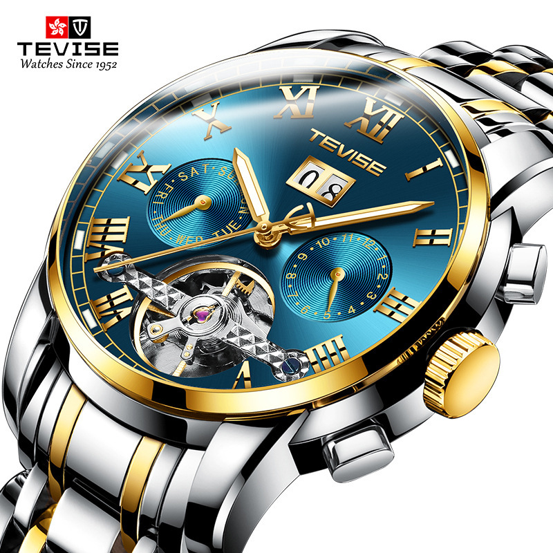 Chronograph Flyback Watch - Men's Tourbillon Automatic Mechanical Watch Date