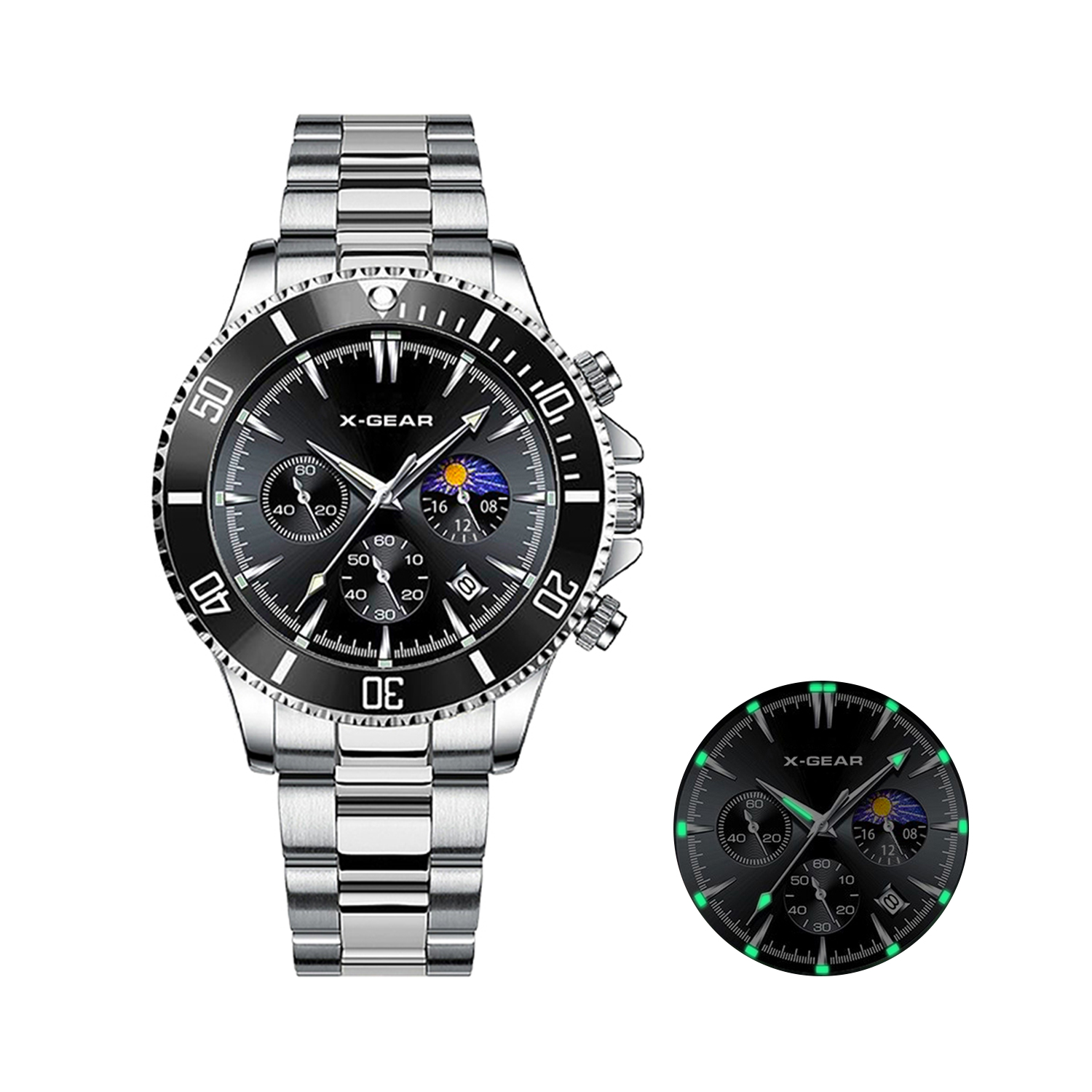 Luxury Watch All Black - X-GEAR Fashion Calendar Men's Quartz Watch