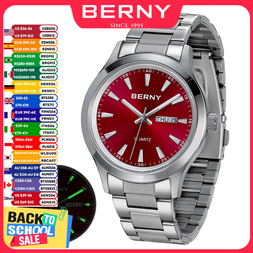 Dress Watch Ultra Thin - BERNY Men Quartz Watch Fashion Texture