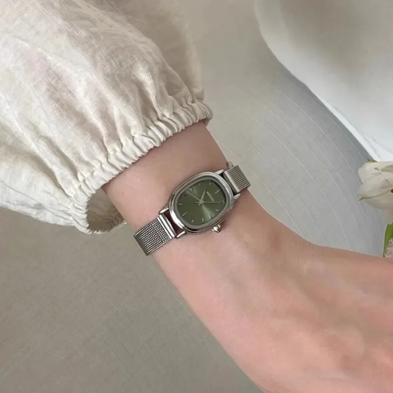 Luxury Watch Green - Small Oval Dial Green Watch Simple