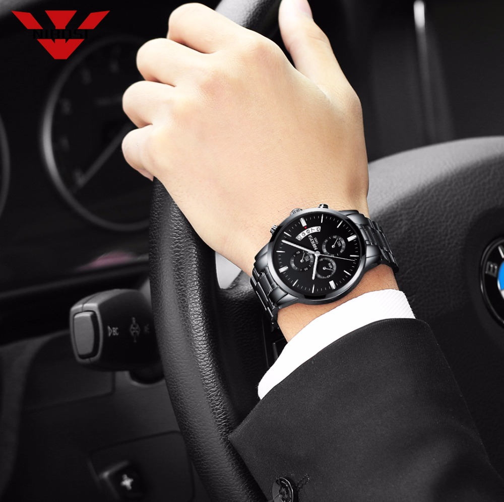NIBOSI Stainless Steel Black Q - Luxury Watch All Black review and price