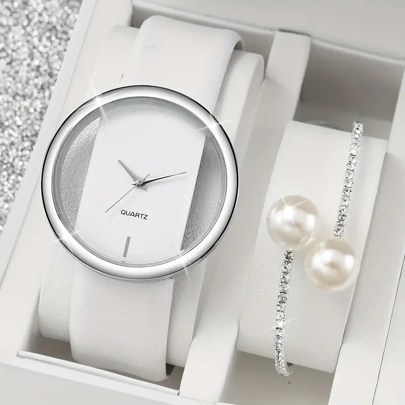 2pcs Fashion White Simple Watc - Luxury Watch White review and price