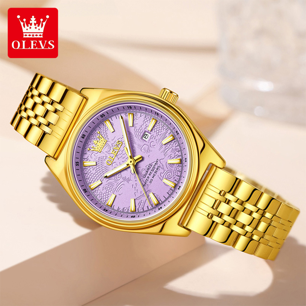 OLEVS Brand Luxury Gold Watch  - Luxury Watch Green review and price