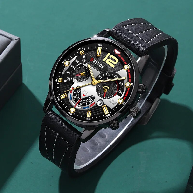 3PCS Set Fashion Mens Watches  - Luxury Watch All Black review and price