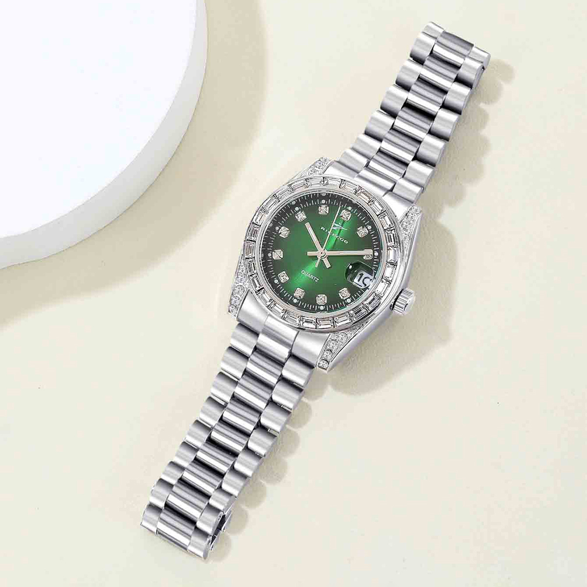Classic green dial studded dia - Perpetual Calendar Watch review and price