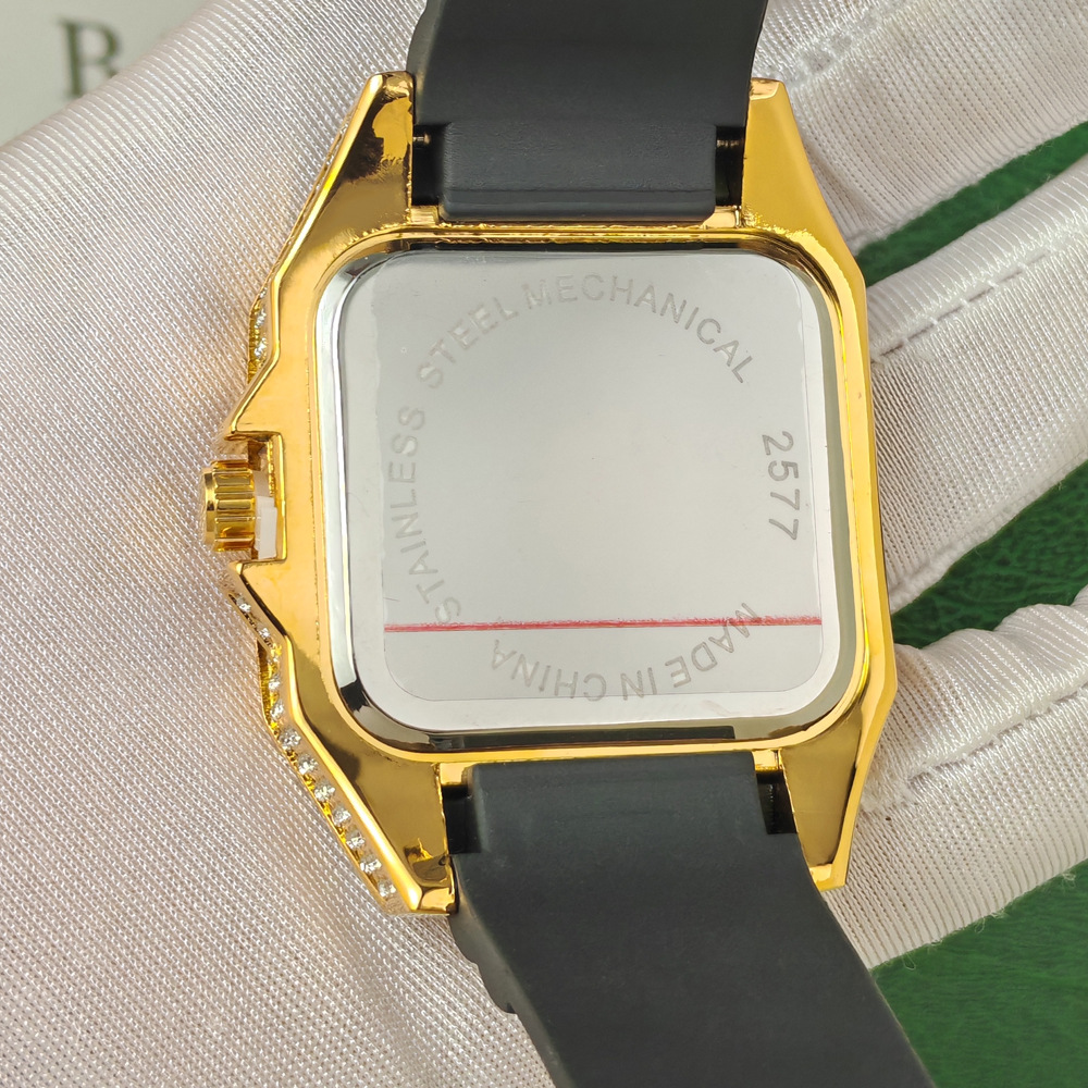 Hot Fashion Square Full Diamon - Luxury Watch With Rubber Strap review and price