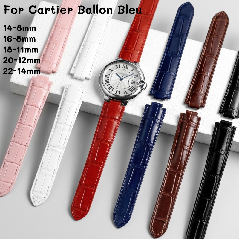 Leather Watch Strap Double Con - Cartier Watch Ballon Bleu review and price