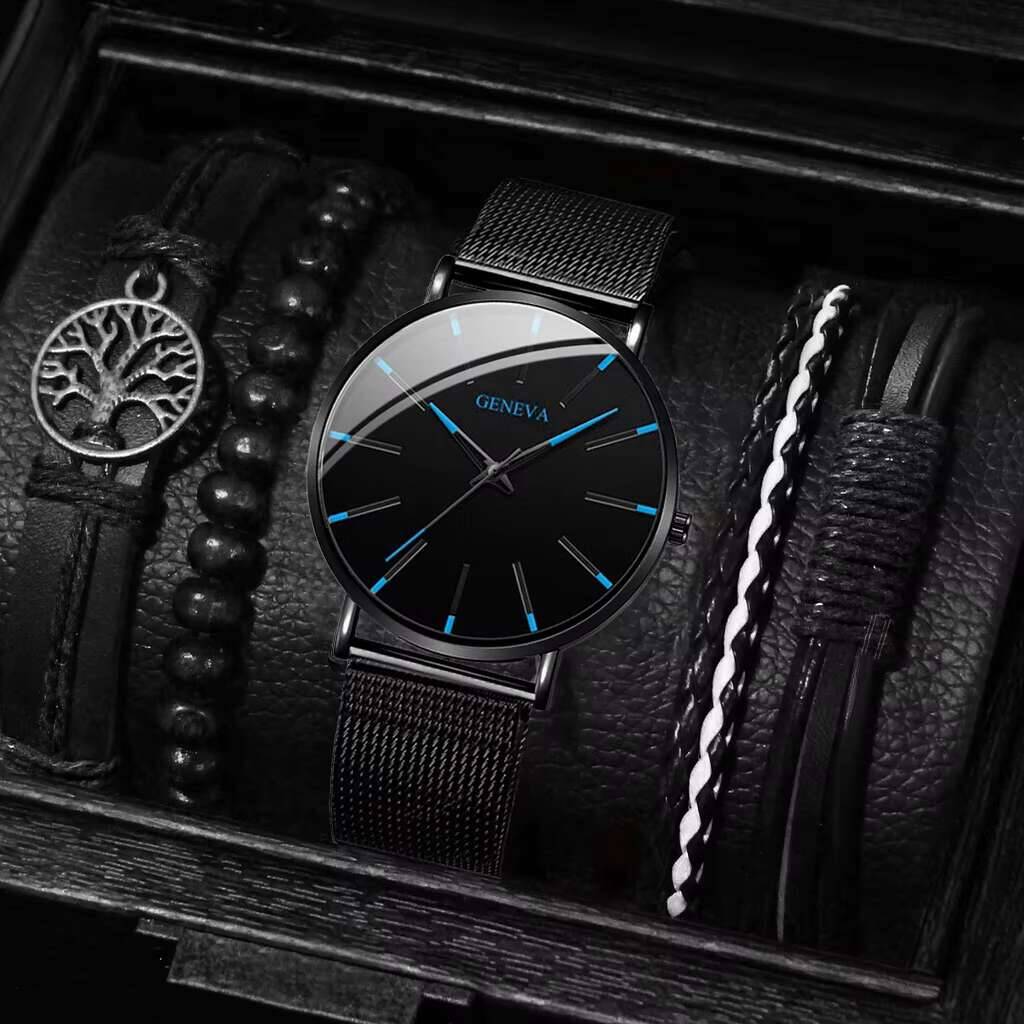 5PCS/Set Luxury Men Business W - Luxury Watch All Black review and price