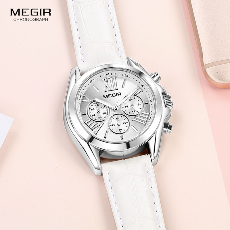 MEGIR2019 New Luxury Leather W - Luxury Watch White review and price