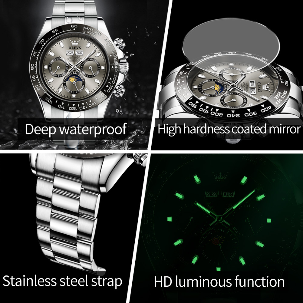 OLEVS 6654 Luxury Mens Watch C - Chronograph Flyback Watch review and price