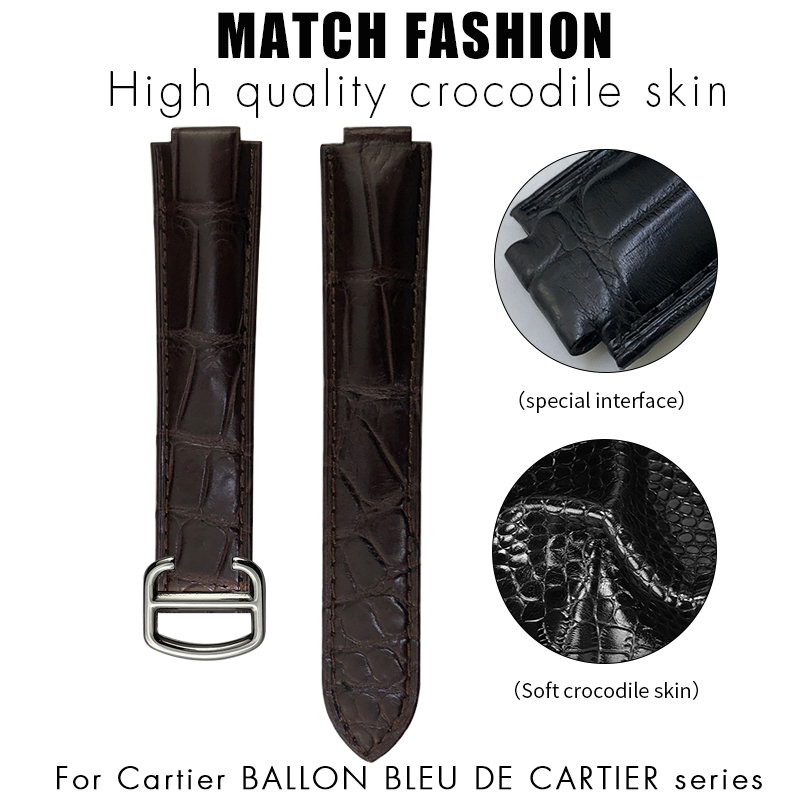 Crocodile Leather Watch Strap  - Cartier Watch Ballon Bleu review and price