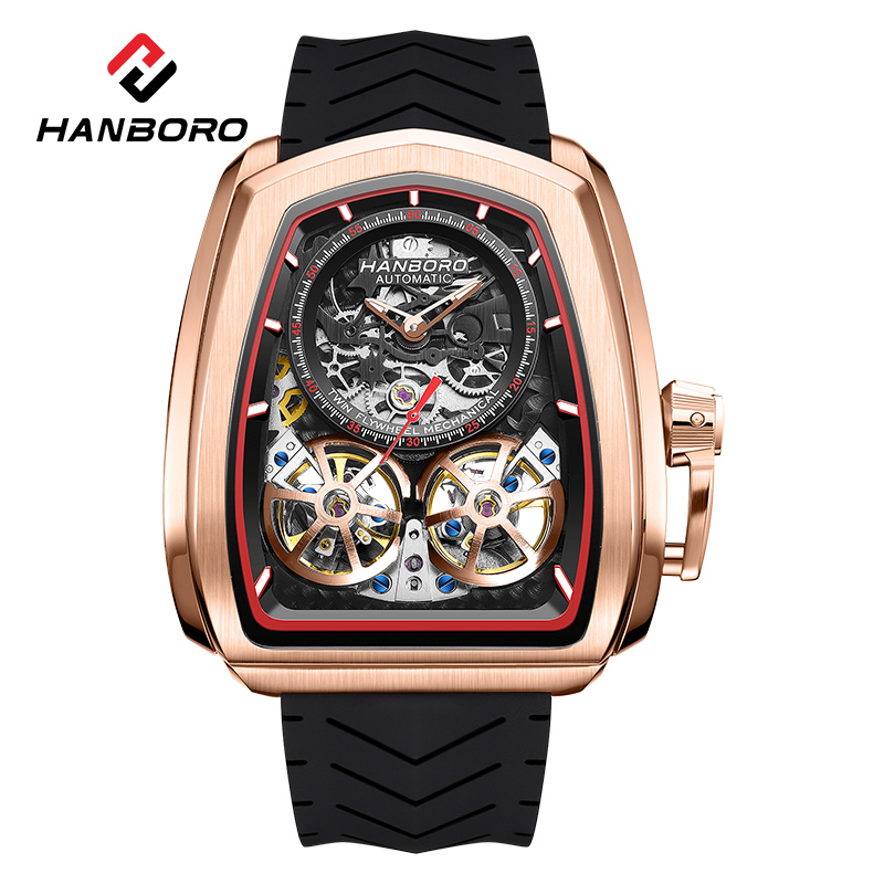 Double Flying Wheel Hollow Wat - Luxury Watch With Rubber Strap review and price