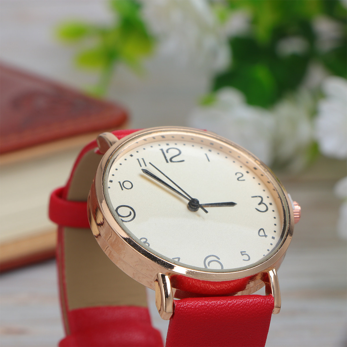 Women Quartz Watch Red PU Stra - Luxury Watch White review and price