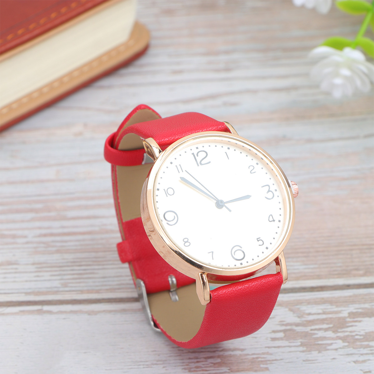 Women Quartz Watch Red PU Stra - Luxury Watch White review and price