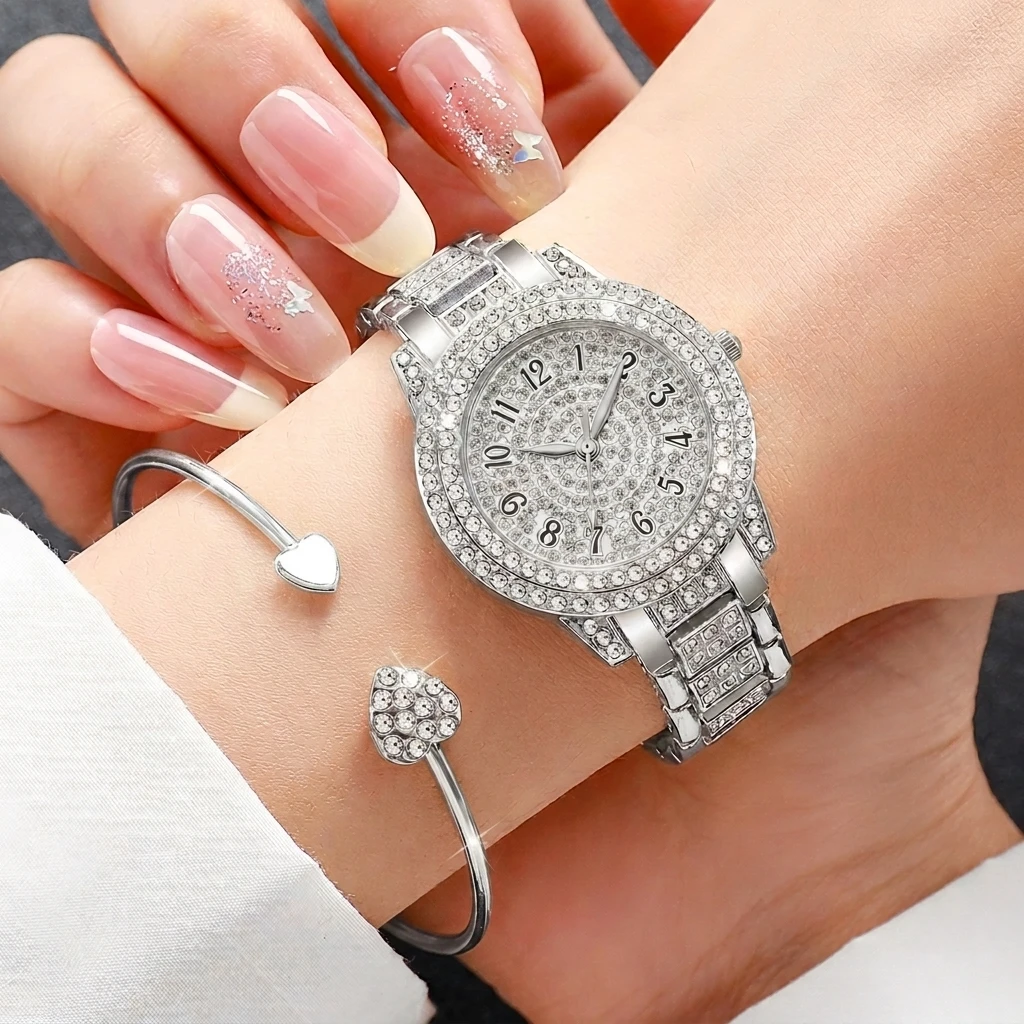 6PCS Fashion Rhinestone Women  - Open Heart Watch review and price
