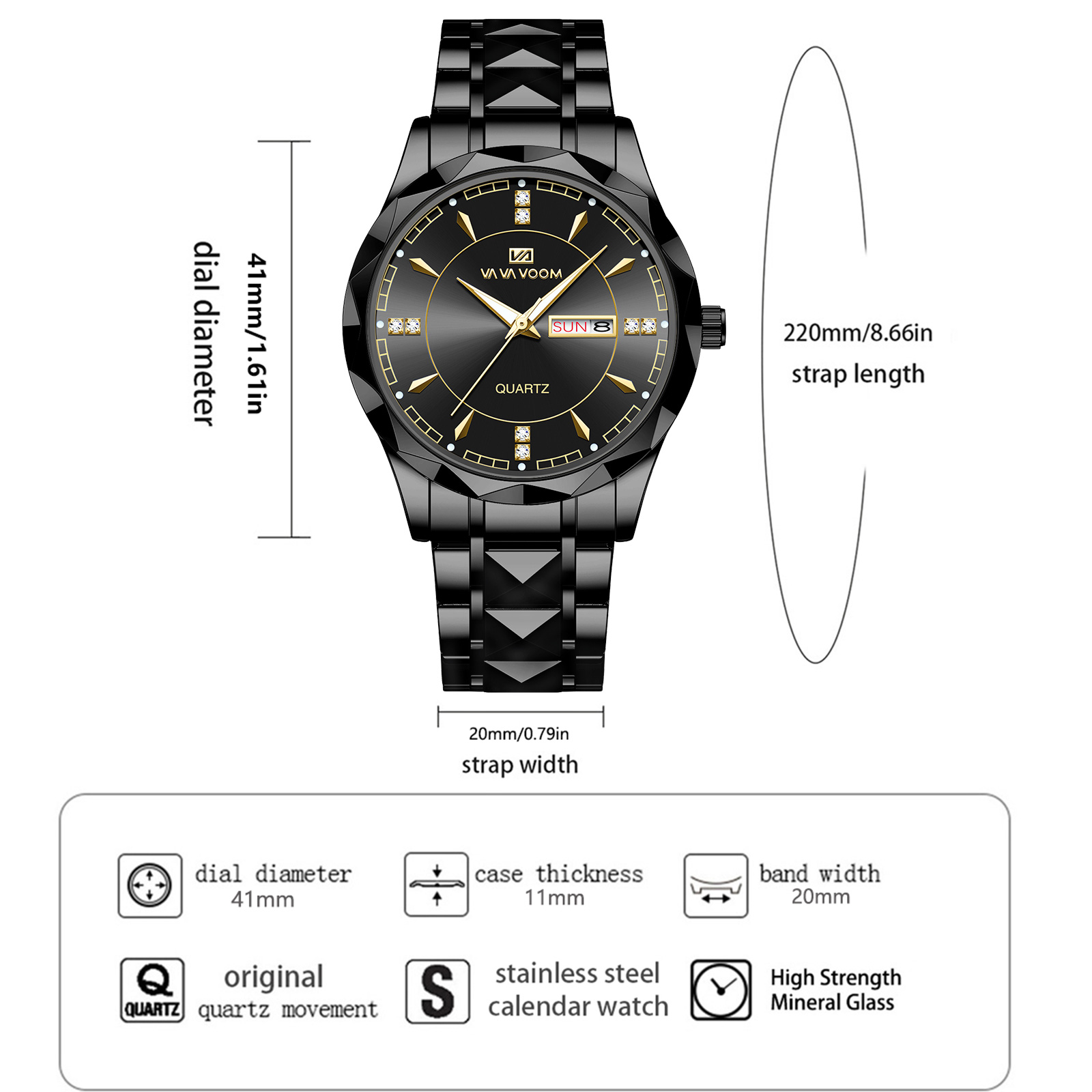 VA VA VOOM Men Stainless Steel - Luxury Watch All Black review and price