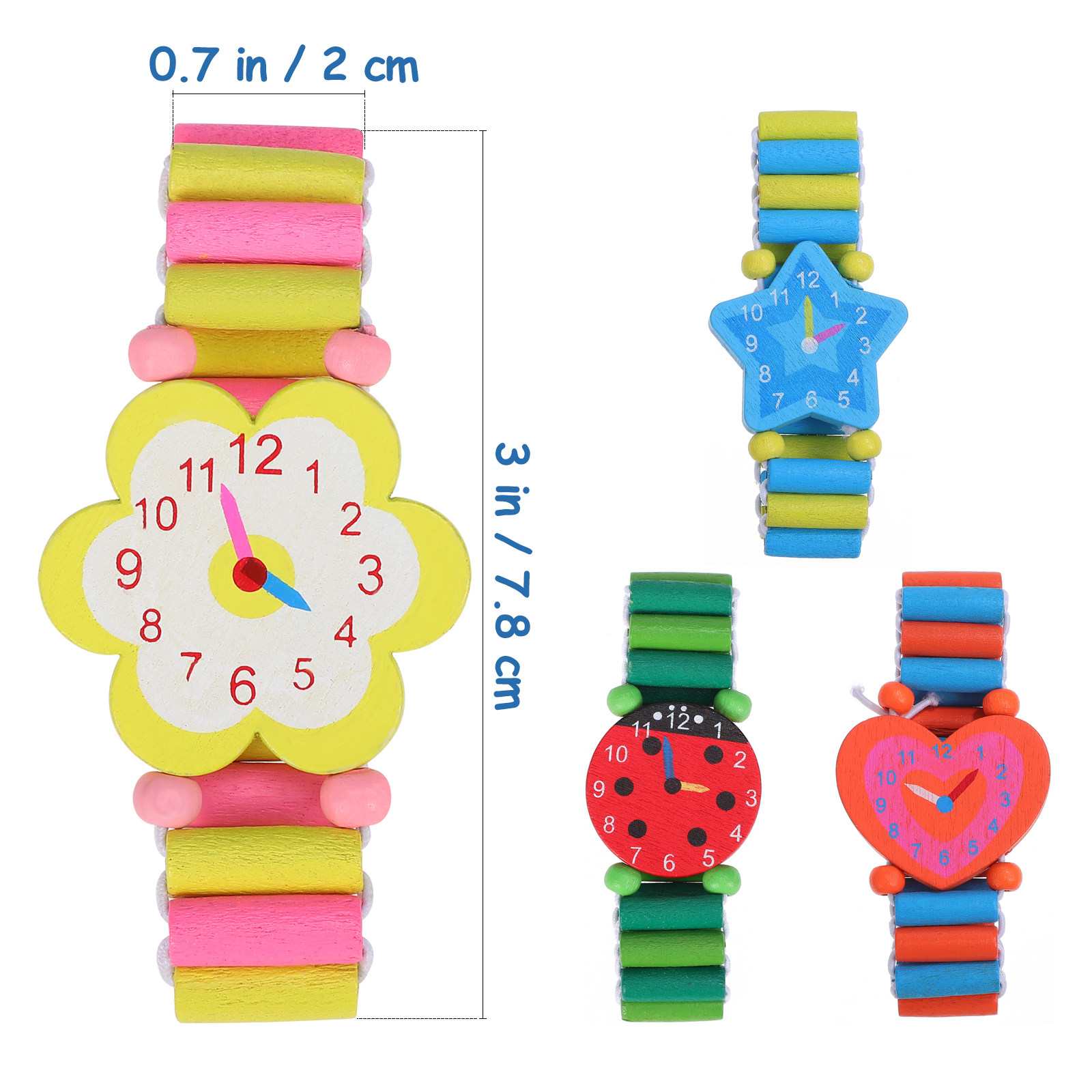 4Pcs Wooden Cartoon Wrist Watc - Luxury Watch White review and price