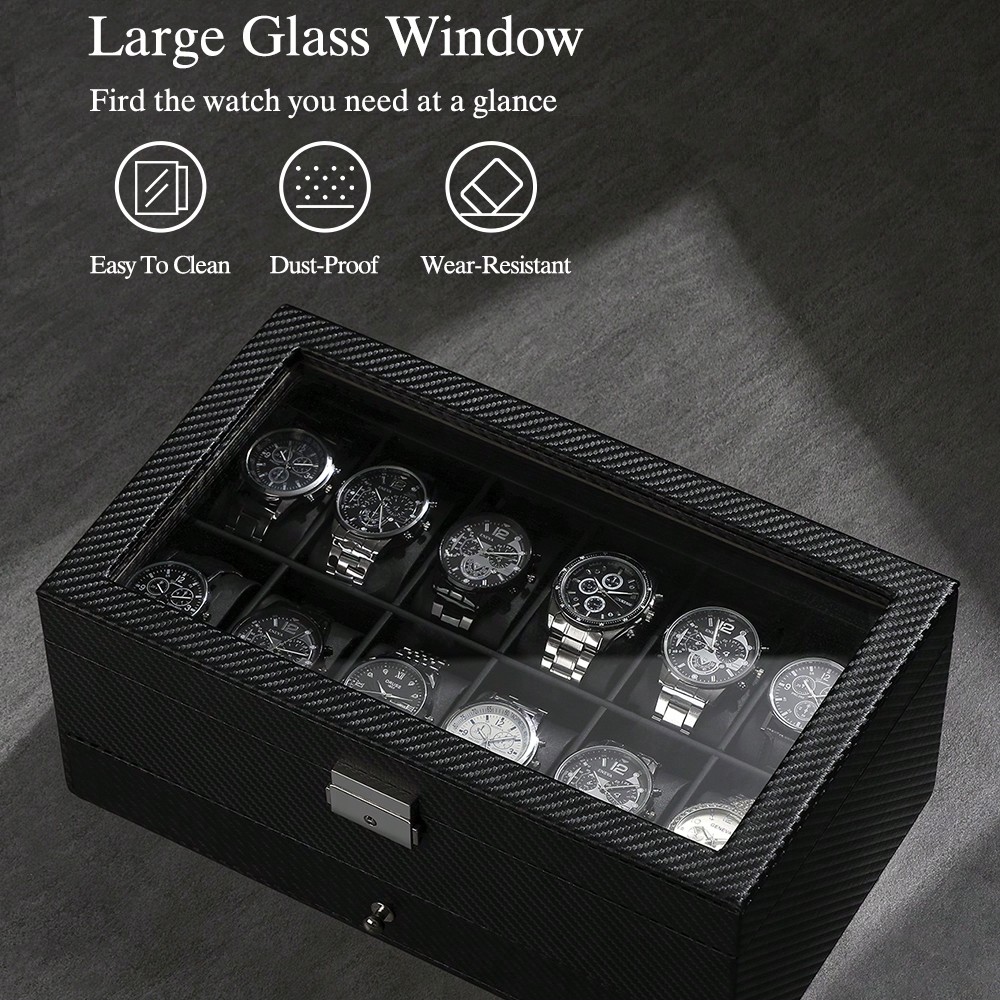 12 Slot Leather Watch Box with - Luxury Watch Tier review and price