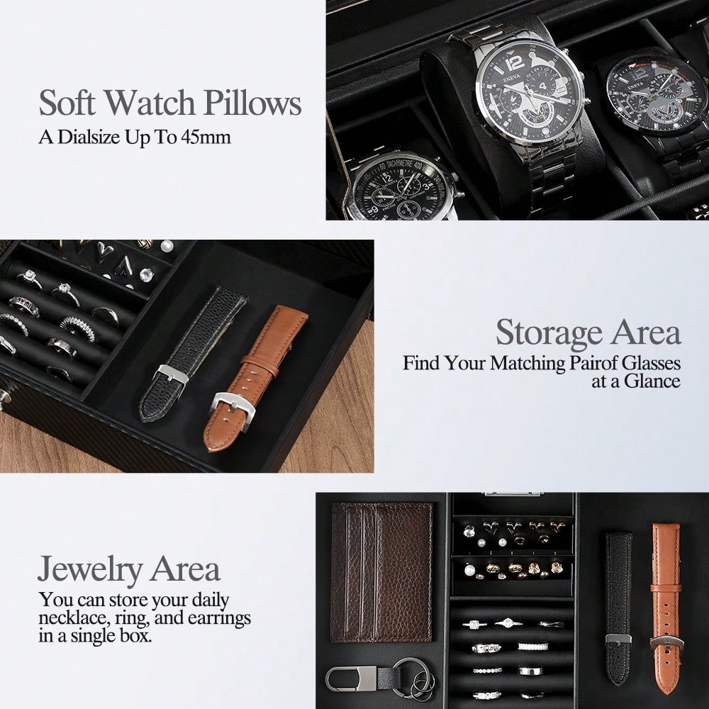12 Slot Leather Watch Box with - Luxury Watch Tier review and price
